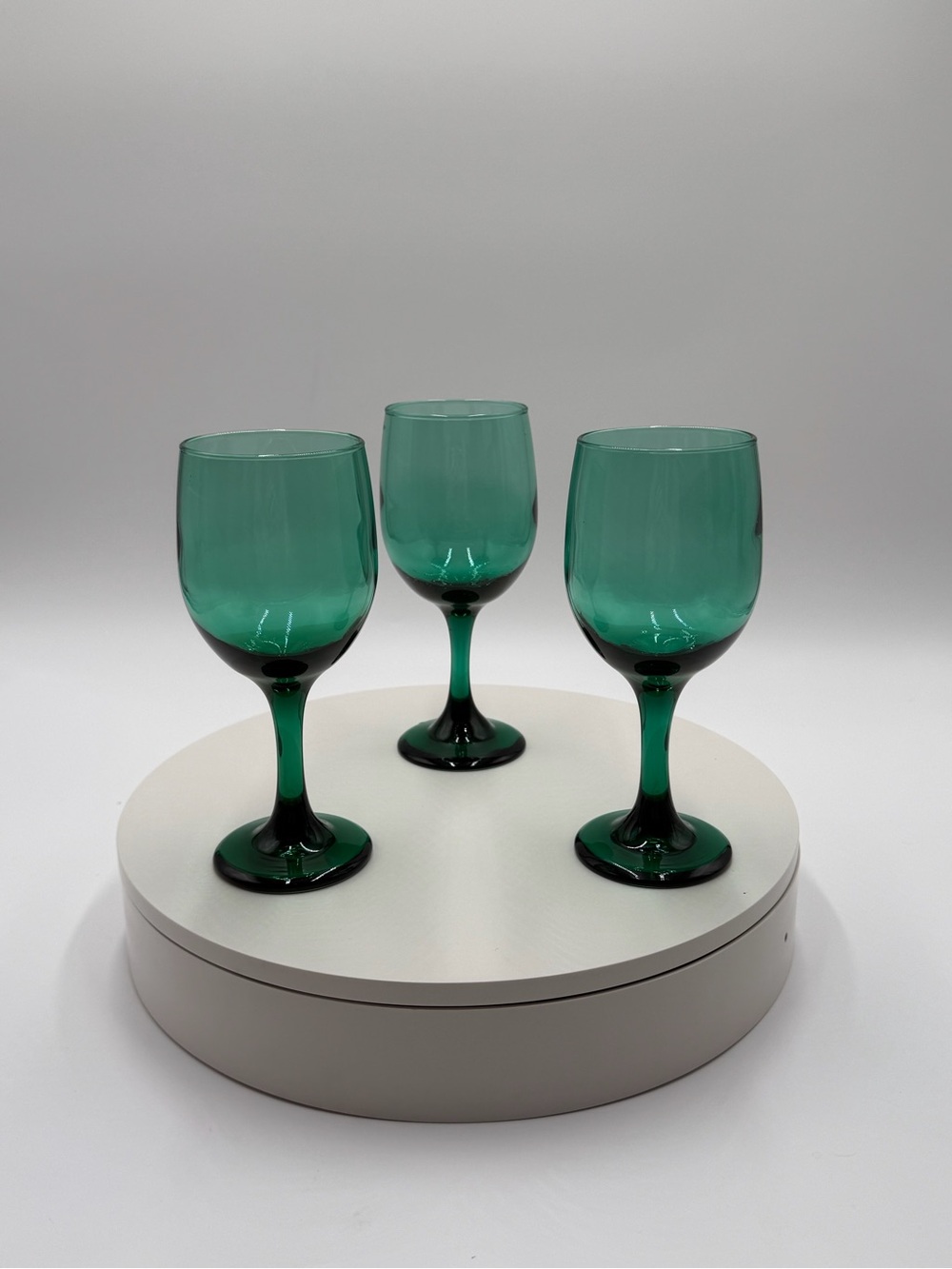 Green Stemmed Wine Glasses - Set of 3